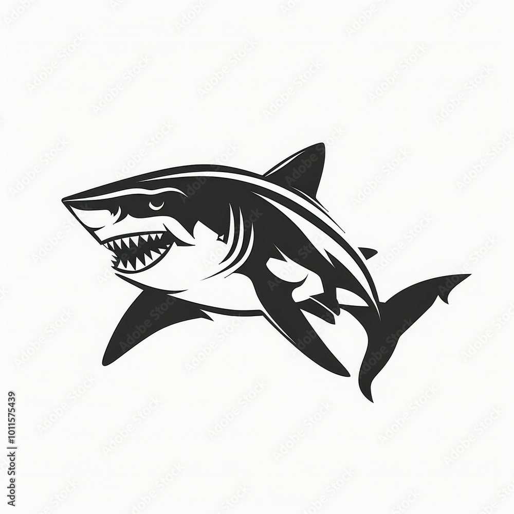 Fototapeta premium A Bold Shark Illustration Swimming Gracefully in the Ocean During Daytime