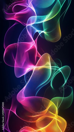 Colorful Abstract Waves of Light Create a Vibrant Display Against a Dark Background