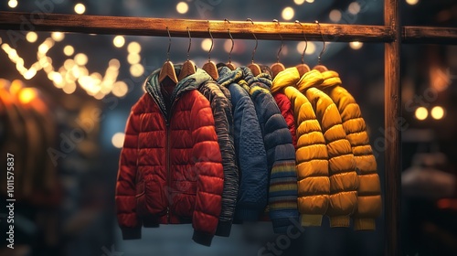 Heartwarming Coat Drive Display with Gently Used Jackets on Hangers