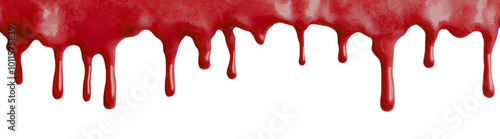 Red slime dripping from the top with a sticky texture on transparent background clipart