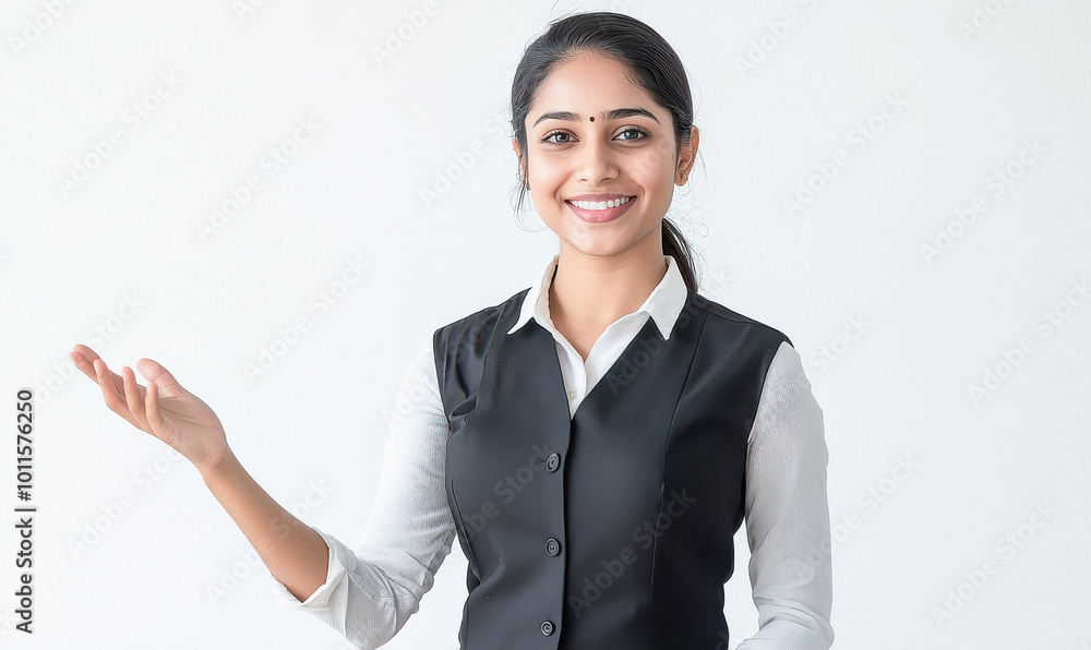 young indian woman standing on white background young indian woman standing on white background