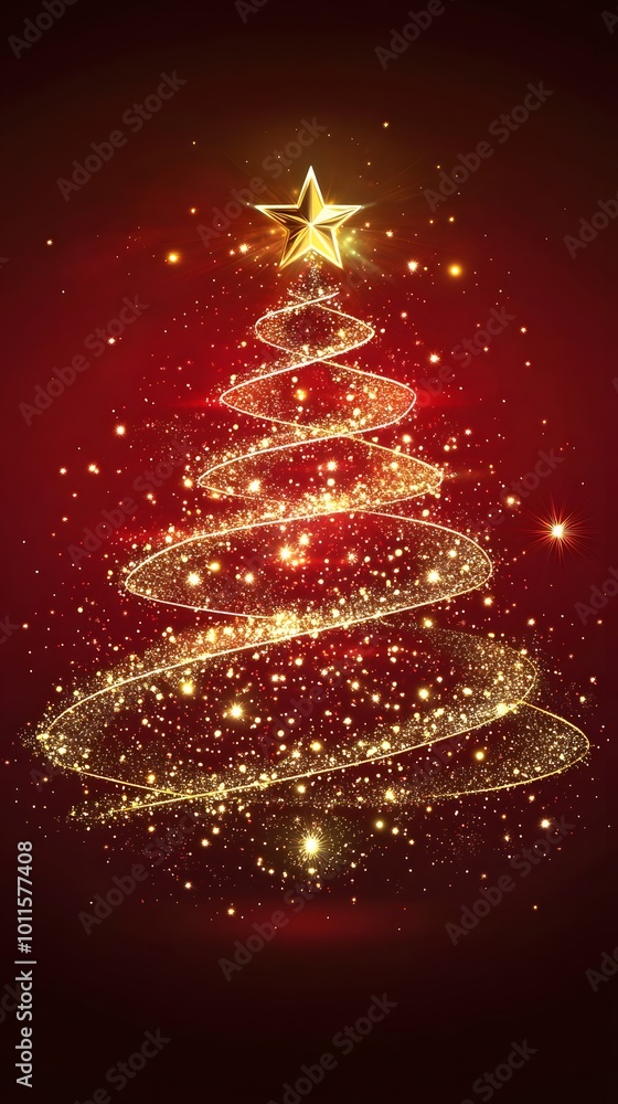 Stylish Christmas tree with star on red background vector illustration Stylish Christmas tree with star on red background vector illustration