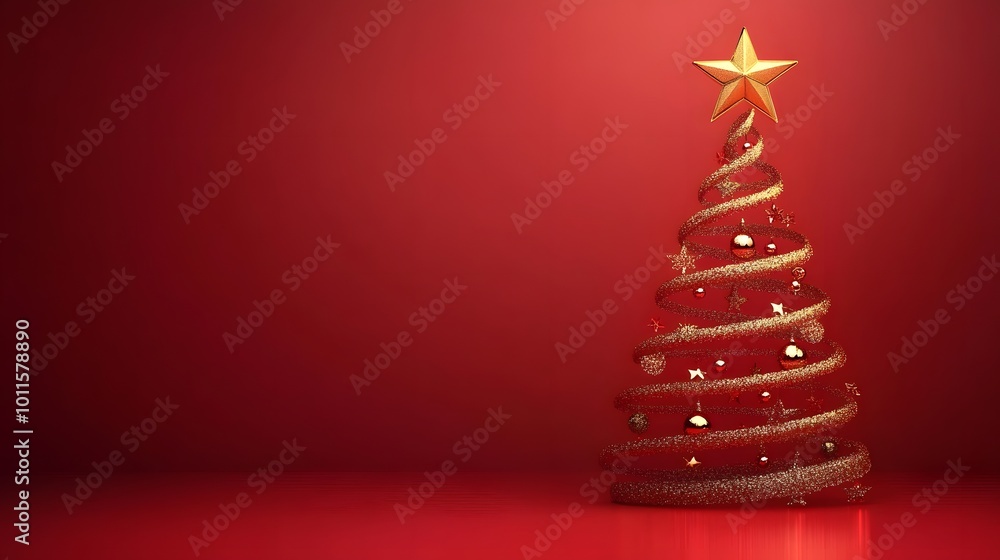 Stylish Christmas tree with star on red background vector illustration Stylish Christmas tree with star on red background vector illustration