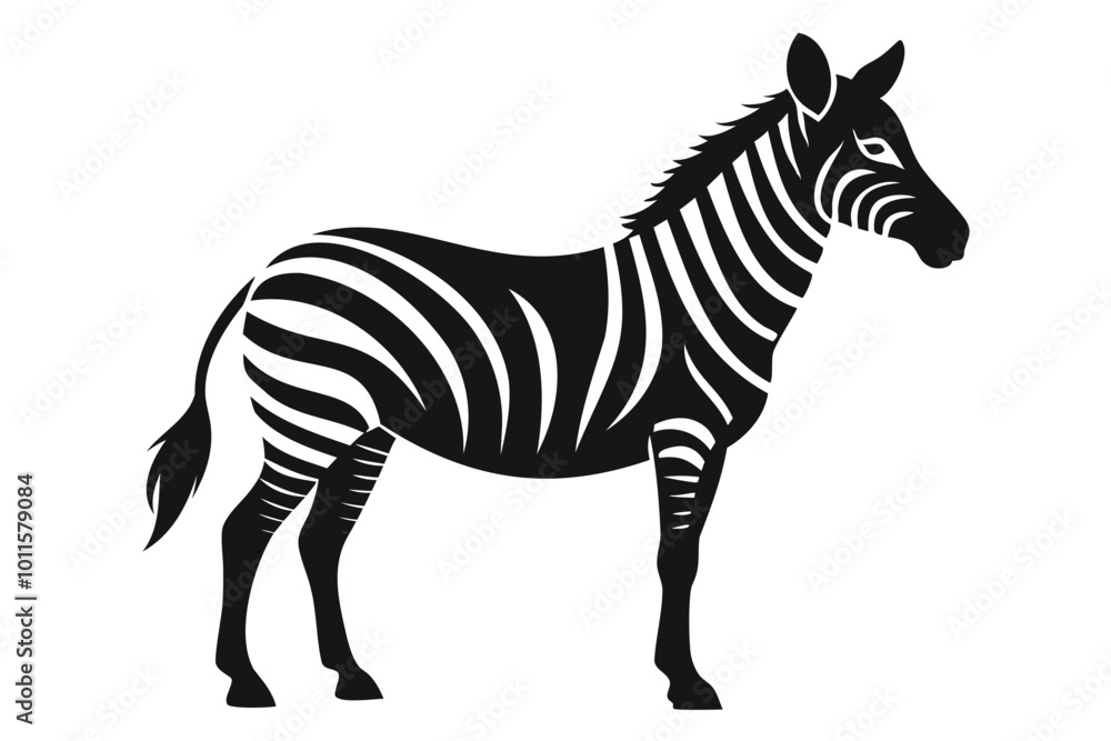 Zebra line art black silhouette vector illustration on a white background, Hand drawn vector silhouette Zebra line art black silhouette vector illustration on a white background, Hand drawn vector silhouette