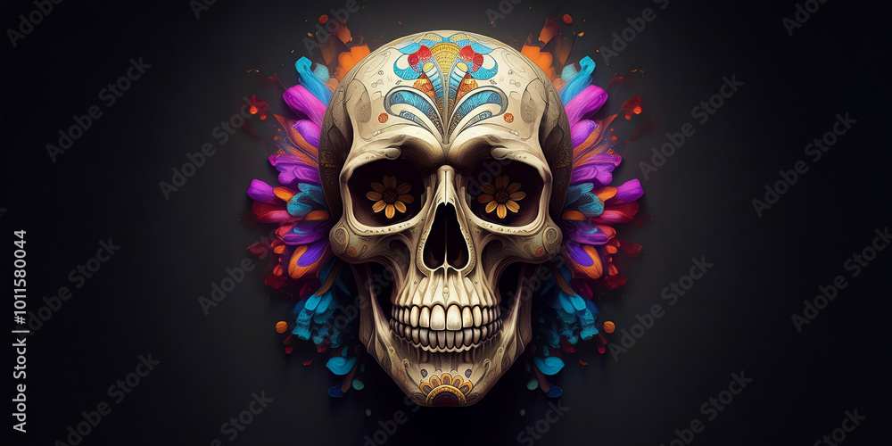 Day of the Dead Skull Skeleton, Mexico Halloween Holiday Celebration Graphic Day of the Dead Skull Skeleton, Mexico Halloween Holiday Celebration Graphic