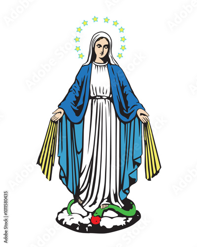 Our Lady of grace vector Blessed Virgin Mary Catholic religious vector