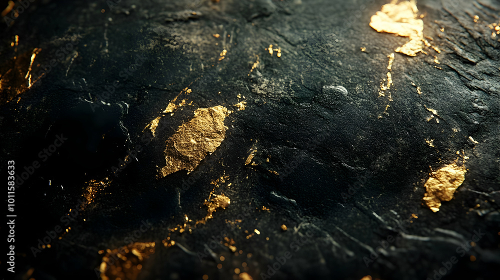 Dark Stone Background with Golden Glitter - Abstract Background Dark Stone Background with Golden Glitter - Abstract Background