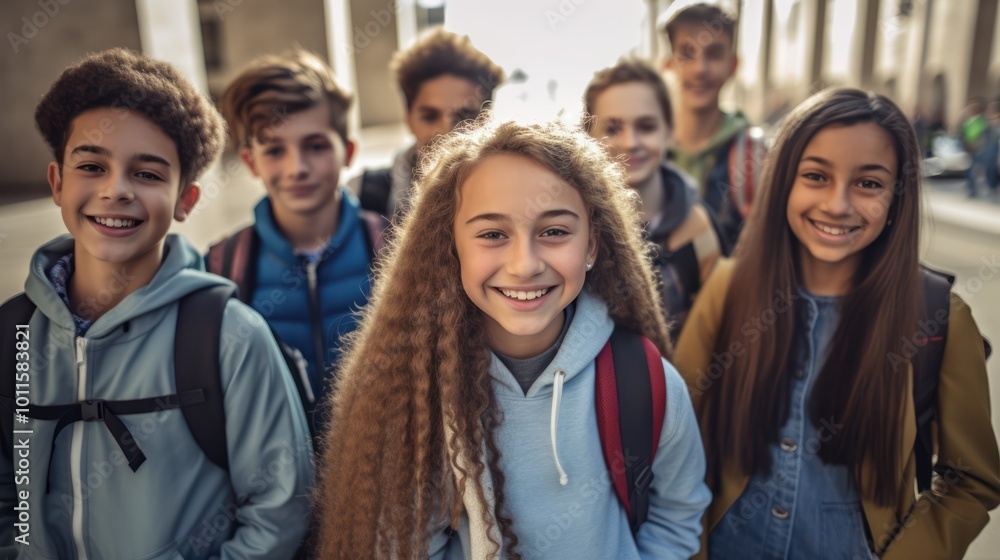 Group of Happy Children Smiling in a Row Group of Happy Children Smiling in a Row