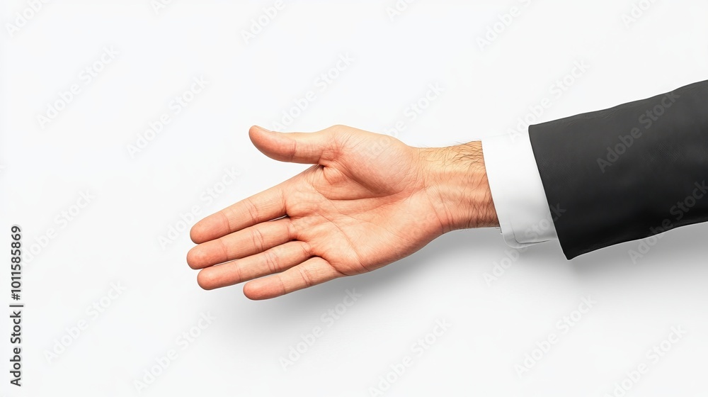 Businessperson Extending Hand for Handshake Gesture Businessperson Extending Hand for Handshake Gesture
