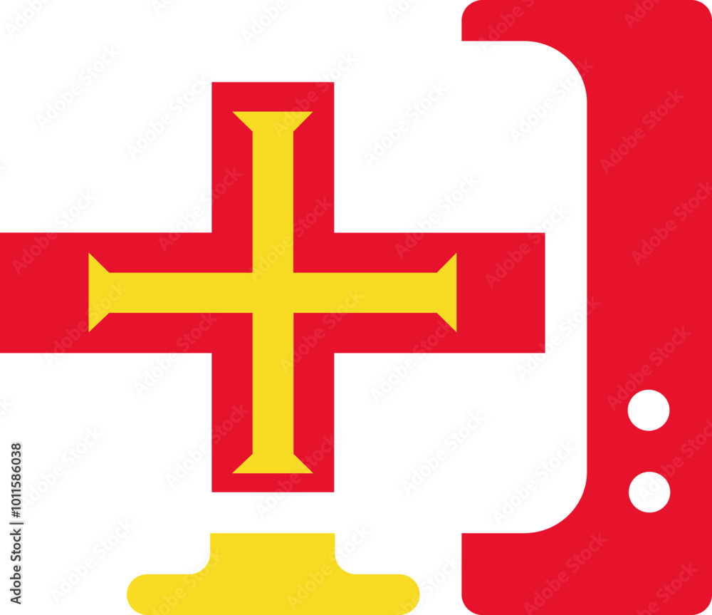 Obraz premium Monitor and CPU icon Guernsey Flag