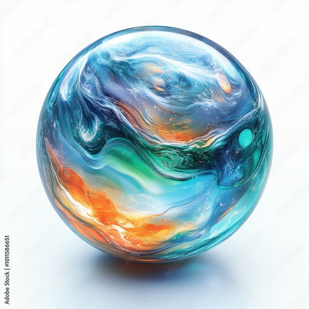 Vibrant Abstract Sphere with Bright Gradient Hues and Reflective Surface Vibrant Abstract Sphere with Bright Gradient Hues and Reflective Surface