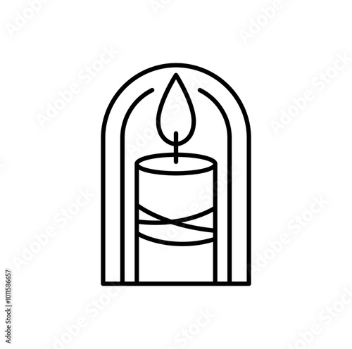 Candle vector line art logo design Elegant Spa Icon. Soothing Light Symbol for Wellness and Relaxation.