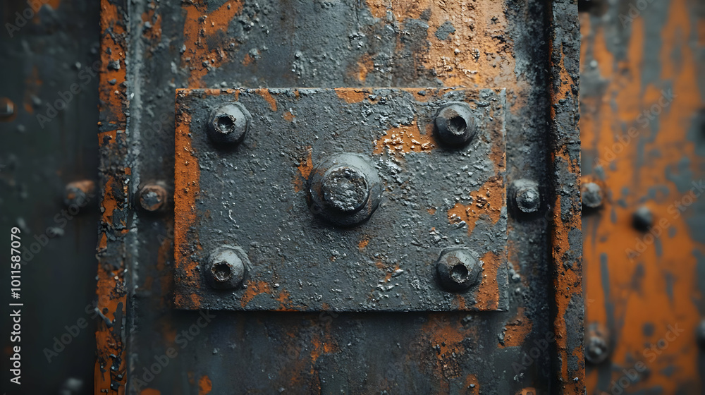 Rusty Metal Plate With Bolts Illustration Rusty Metal Plate With Bolts Illustration