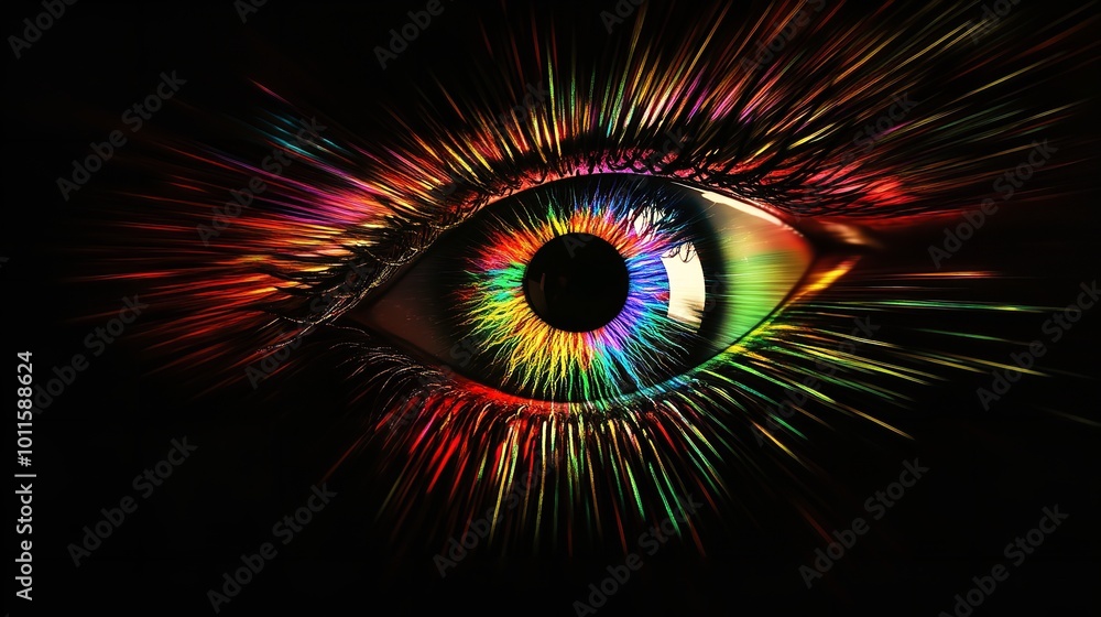 Human Multicolored Iris of the Eye Animation Concept - Rainbow Effects Human Multicolored Iris of the Eye Animation Concept - Rainbow Effects
