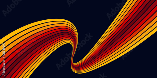 Abstract colorful 70s background vector. Vintage retro wallpaper with rainbow stripes and wavy lines. A 1970 color illustration suitable for posters, banners, decorative items and wall art.