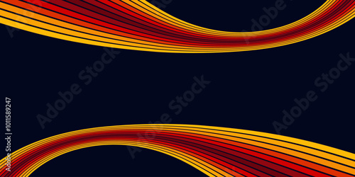 Abstract colorful 70s background vector. Vintage retro wallpaper with rainbow stripes and wavy lines. A 1970 color illustration suitable for posters, banners, decorative items and wall art.
