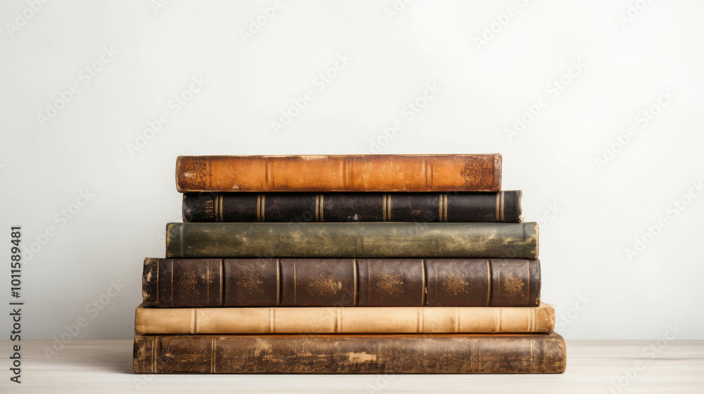 Stack of Ancient Books with Worn Covers Stack of Ancient Books with Worn Covers