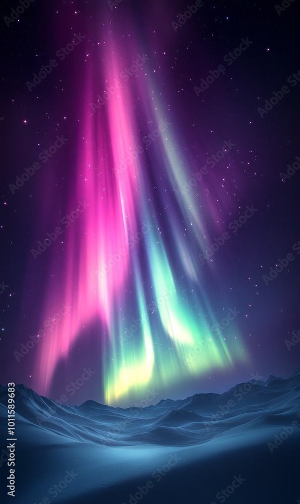 Stunning Aurora Borealis Illuminating a Winter Landscape at Night in the Arctic Region Stunning Aurora Borealis Illuminating a Winter Landscape at Night in the Arctic Region