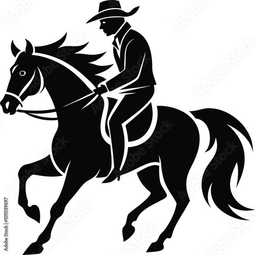 Horse and rider jumping over a hurdle. Hand drown horse vector.