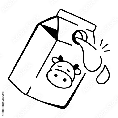 A hand drawn icon of milk packaging 

