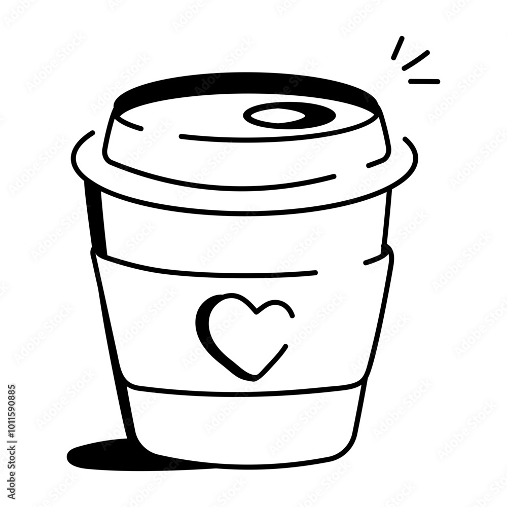A hand drawn icon of takeaway coffee cup
A hand drawn icon of takeaway coffee cup
