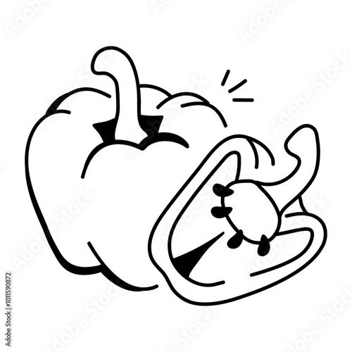 Capsicum icon designed in doodle style 

