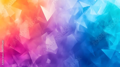 A vibrant and colorful background featuring geometric shapes in various shades of blue, purple, pink, orange, teal, and red, creating an abstract design that adds energy to the composition