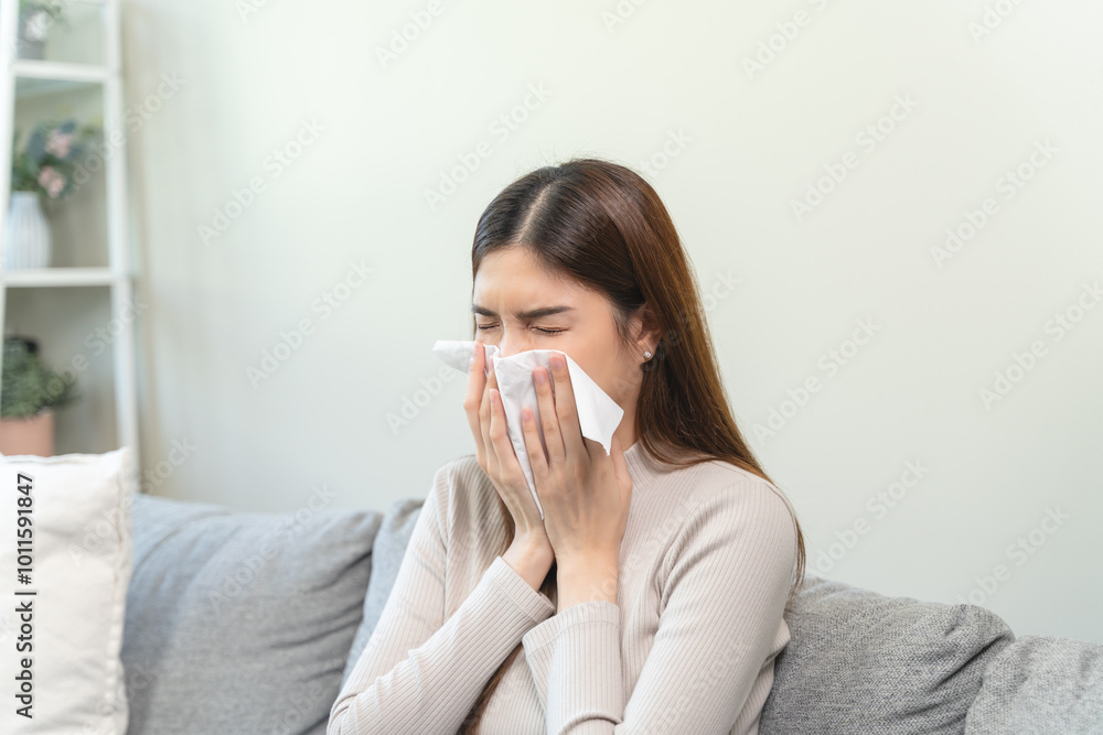 Female unhealthy Sickness, asian young woman, girl unwell and coughing, have cold, sore throat isolated white background suffering with symptom cough feeling bad. Healthcare of Coronavirus, covid-19. Female unhealthy Sickness, asian young woman, girl unwell and coughing, have cold, sore throat isolated white background suffering with symptom cough feeling bad. Healthcare of Coronavirus, covid-19.