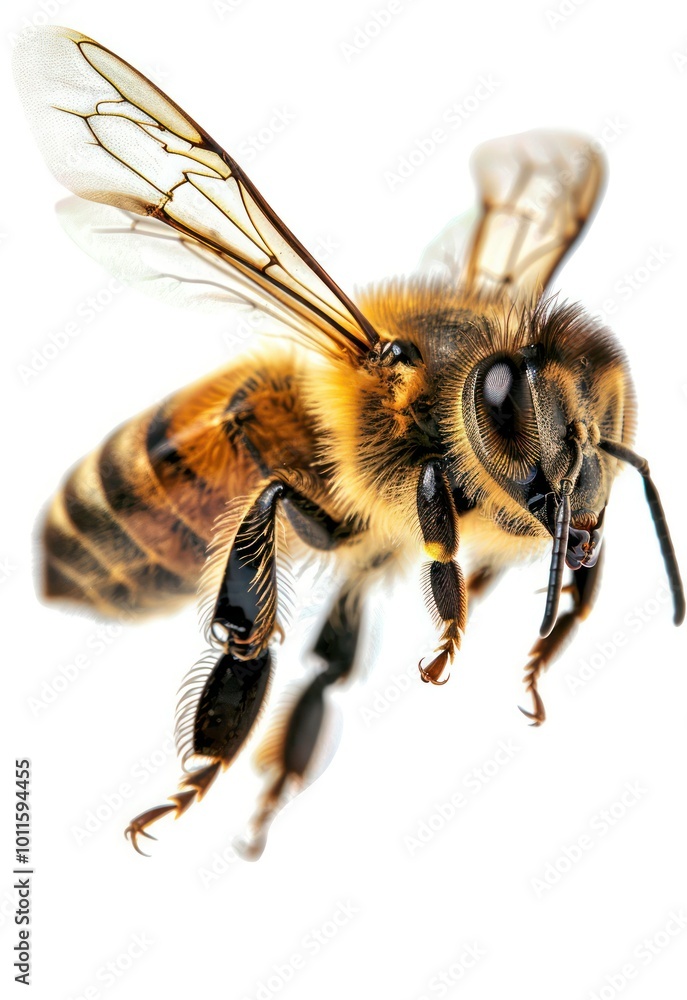Portrait of a bee flying isolated on transparent background Portrait of a bee flying isolated on transparent background