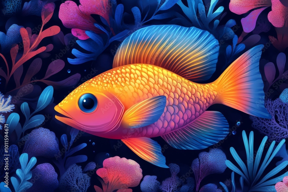 Fototapeta premium Vibrant Tropical Fish Swimming Among Colorful Coral Reefs in an Underwater World