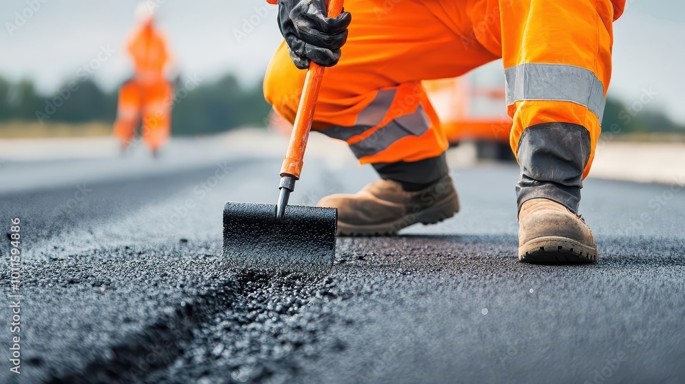 Technician conducting a split tensile test on asphalt cores, precision and care in testing, Asphalt tensile testing, Pavement resilience Technician conducting a split tensile test on asphalt cores, precision and care in testing, Asphalt tensile testing, Pavement resilience