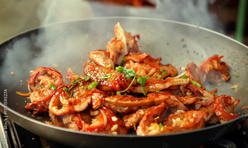 Stir-fried squid with roasted chili paste, Stir-fried squid with roasted chili paste,
