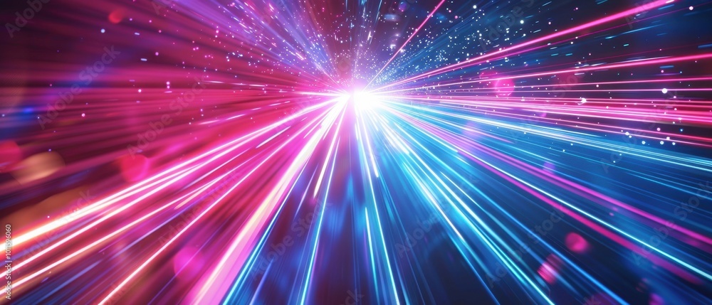 Naklejka premium Neon Light Beams in Vibrant Pink and Blue Colors