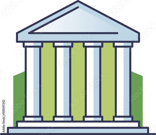Illustration of a classical bank building with columns symbolizing stability and security.
