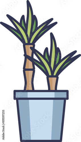 Illustration of a potted bamboo plant symbolizing growth and tranquility.