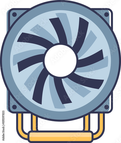 Illustration of a CPU cooler with fan and heat pipes, symbolizing efficient cooling.