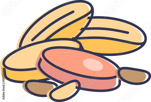 Illustration of assorted dried fruits, including apricots and almonds, symbolizing healthy snacking.