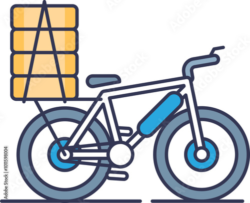 Illustration of an electric delivery bike with cargo, symbolizing eco-friendly transport.