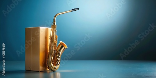 description: Jazz themed juice box with saxophone straw photo