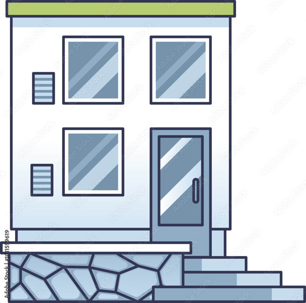 Modern house with large windows and visible air ducts, symbolizing energy efficiency. Modern house with large windows and visible air ducts, symbolizing energy efficiency.