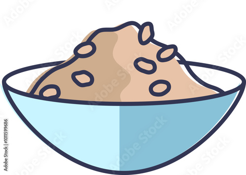 A bowl of oats symbolizing healthy breakfast and nutrition.