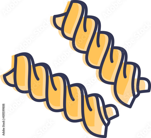 Illustration of two fusilli pasta pieces, symbolizing Italian cuisine and culinary creativity.