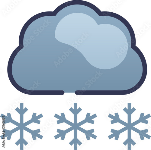 Cloud with snowflakes symbolizes snowfall and winter weather.