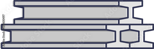 Illustration of stacked steel beams symbolizing strength and construction.