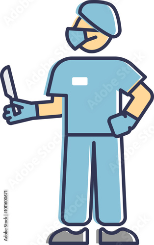 Illustration of a surgeon holding a scalpel, symbolizing precision and medical expertise.