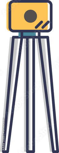 Illustration of a surveying tripod with a mounted instrument, symbolizing precision and stability in land measurement.