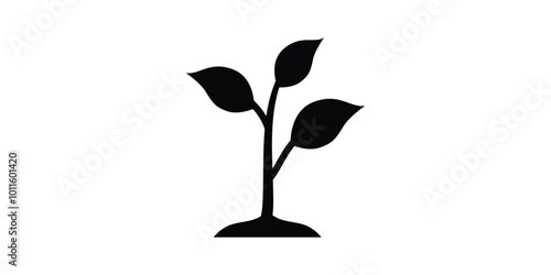 Plant icon. black silhouette of a sprout in the ground vector icon.
