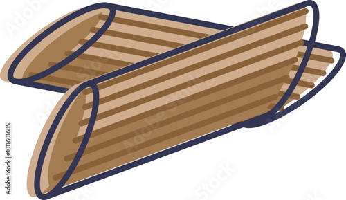 Illustration of whole wheat pasta tubes, symbolizing healthy eating.