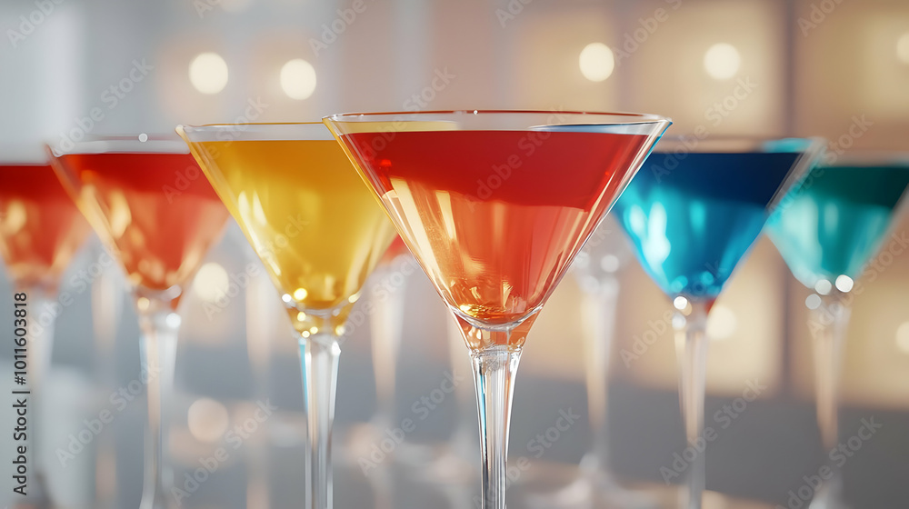 Colorful Martini Cocktails - 3D Rendered Image Colorful Martini Cocktails - 3D Rendered Image
