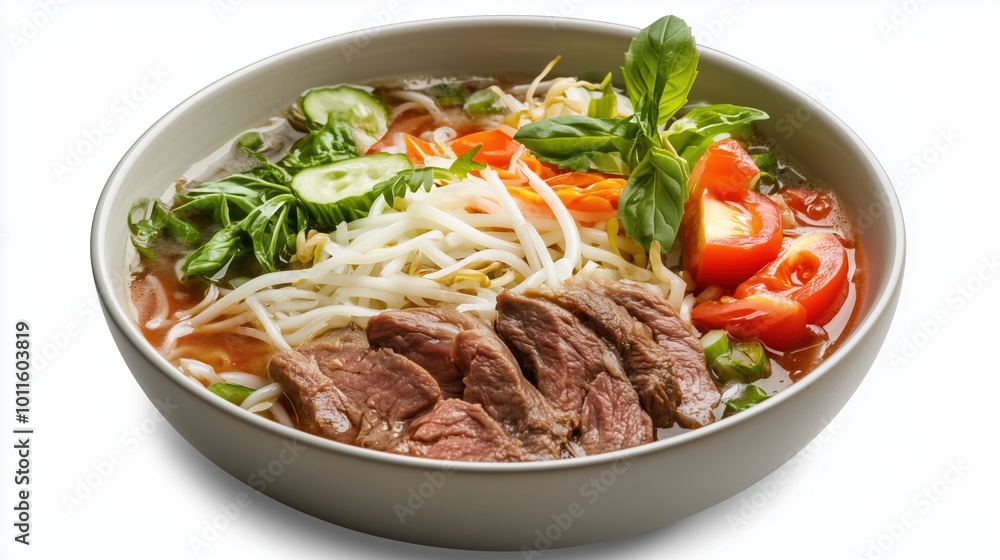 Tom Yum Soup with Meat and Assorted Ingredients on a White Background, Showcasing Its Flavorful Broth and Aromatic Elements. Tom Yum Soup with Meat and Assorted Ingredients on a White Background, Showcasing Its Flavorful Broth and Aromatic Elements.